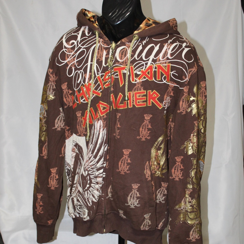 Christian Audigier Reversible Signature & Leopard Print Jacket.  Sz. XL